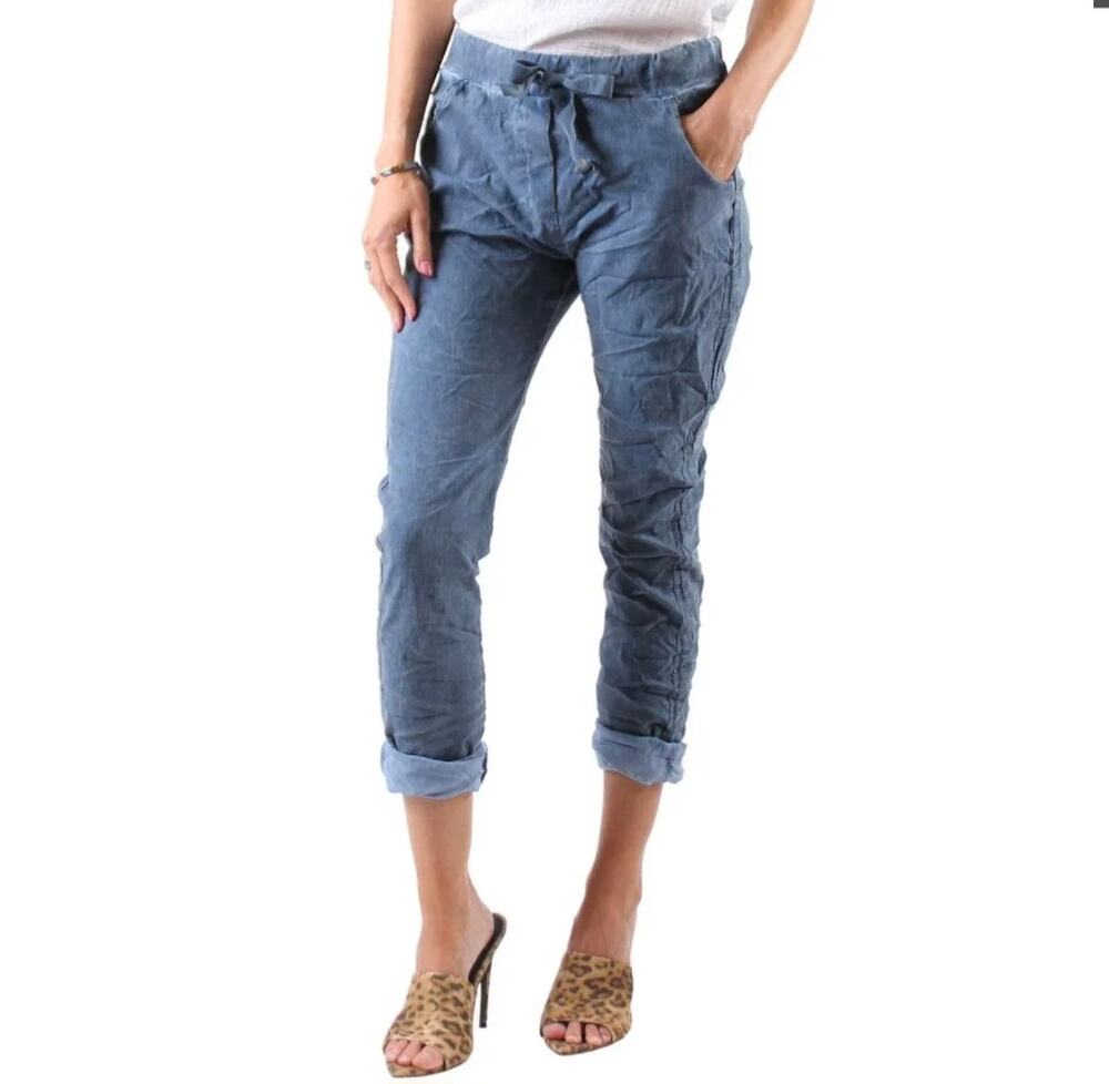 Gigi Moda Lightweight Pull Up Trousers Gray One Size